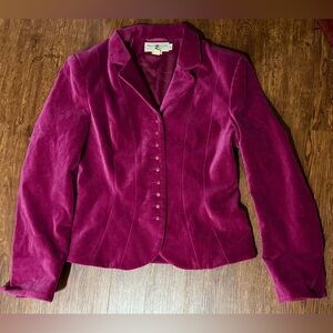 Vintage Blunauta Women’s Cotton Velvet Blazer Size 46 10/12 Fuchsia Button-Up